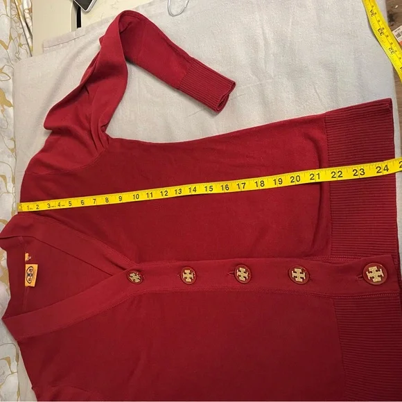 Tory Burch Red Cotton Cardigan Sweater Women's Size S - Picture 4 of 7